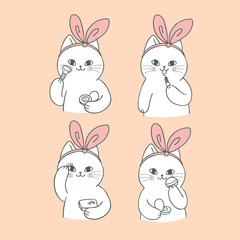 Cartoon cute cat makeup vector.