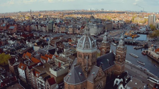 Amazing aerial view over Amsterdam. 