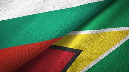 Bulgaria and Guyana two flags textile cloth, fabric texture