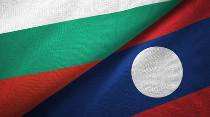 Bulgaria and Laos two flags textile cloth.