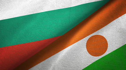 Bulgaria and Niger two flags textile cloth, fabric texture