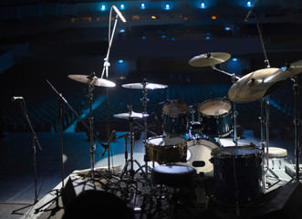 drums on stage before a concert