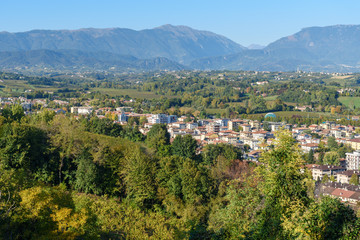 View to Conegliano town from castle. Italy