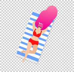 Girl on Beach Isolated on Transparent Background.