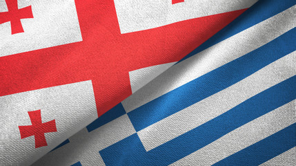 Georgia and Greece two flags textile cloth, fabric texture