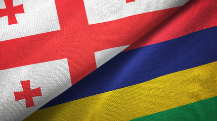 Georgia and Mauritius two flags textile cloth, fabric texture