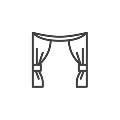 Open curtains line icon. linear style sign for mobile concept and web design. Curtains outline vector icon. Symbol, logo illustration. Pixel perfect vector graphics