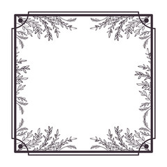 frame with foliage isolated icon
