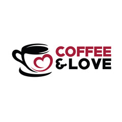 Love Coffee, Coffe Shop, Cafe Logo Design Inspiration Vector