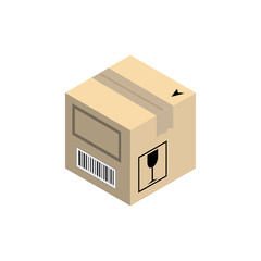 Cardboard corrugated box. Concept for cargo shipping. Isometric vector illustration isolated on white background.