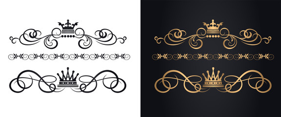 Golden elements in royal style for design - obrazy, fototapety, plakaty