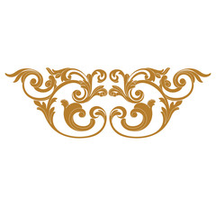 Golden vintage baroque ornament, corner. Retro pattern antique style acanthus.