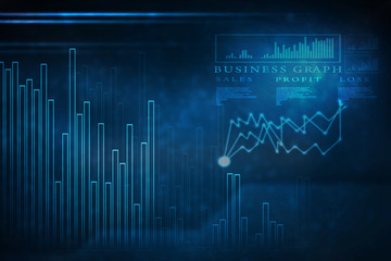 2d rendering Stock market online business concept. business Graph 
