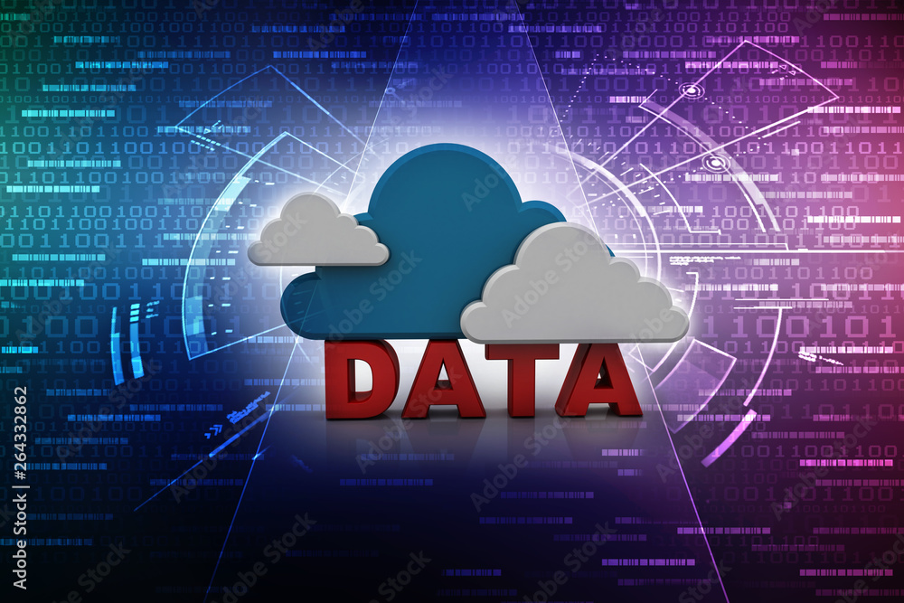 Aufkleber 3d rendering cloud online storage icons with data