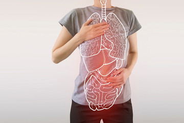 highlighted internal organs with some illness