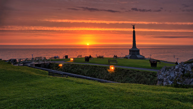 Sunset on the coast of Aberystwyth with beautiful views of the Irish Sea.