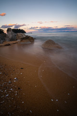 Kaiteriteri beach landscape long exposure at sunset