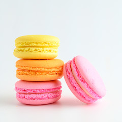 Colourful Macaroons isolate on white background.