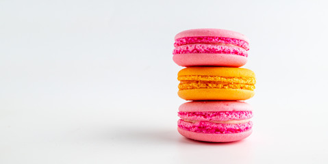 Colourful Macaroons isolate on white background.