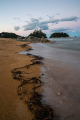 Kaiteriteri beach landscape long exposure at sunset