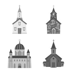Isolated object of architecture and faith sign. Set of architecture and traditional vector icon for stock.