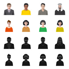 Vector design of hairstyle and profession  icon. Collection of hairstyle and character  stock symbol for web.