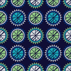 Polka dot seamless pattern. Mosaic of ethnic figures. Bali. Old texture. Geometric background. Can be used for wallpaper, textile, invitation card, wrapping, web page background.