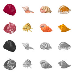 Vector design of animal and decoration sign. Set of animal and ocean vector icon for stock.