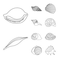 Vector design of exotic and seafood  sign. Collection of exotic and aquatic vector icon for stock.