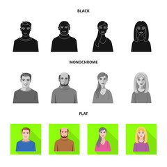 Isolated object of hairstyle and profession  logo. Collection of hairstyle and character  stock symbol for web.