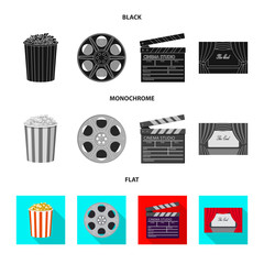 Vector design of television and filming sign. Set of television and viewing stock symbol for web.