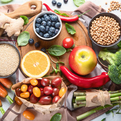 Healthy vegan food. Top view
