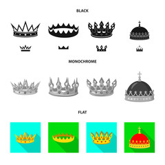 Isolated object of medieval and nobility icon. Set of medieval and monarchy stock vector illustration.