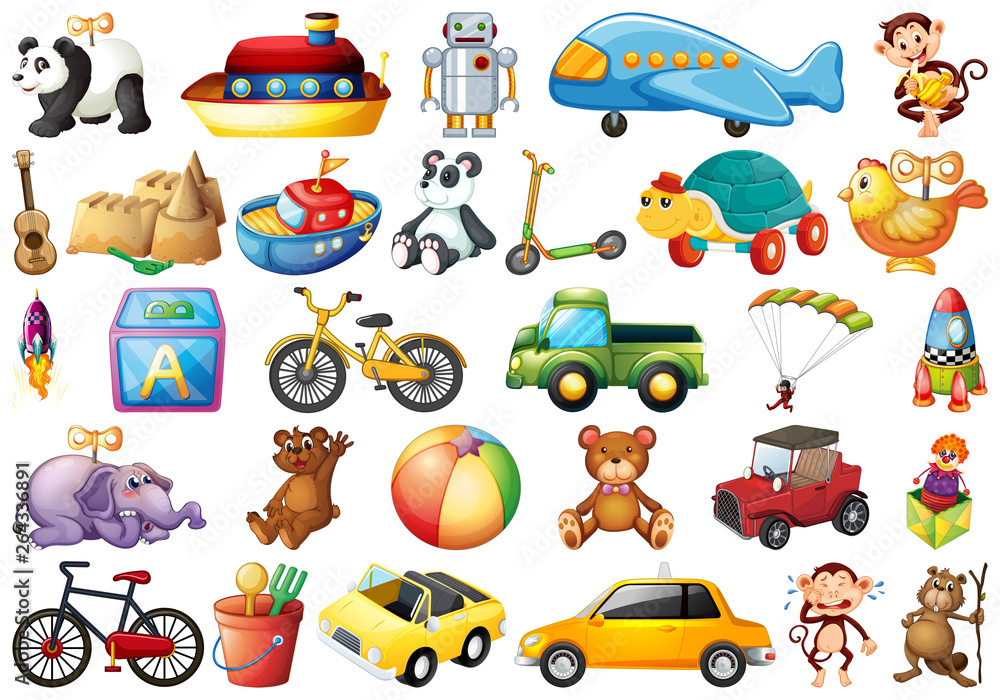 Poster Set of children toys