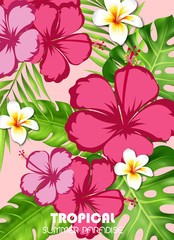 Design template card exotic floral design for banner, flyer, invitation, poster