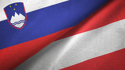 Slovenia and Austria two flags textile cloth, fabric texture