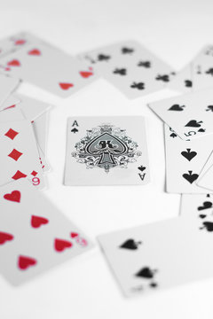 Playing cards, Ace suit with back on white background