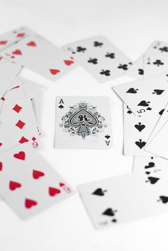 Playing cards, Ace suit with back on white background