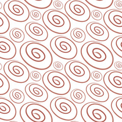 Abstract seamless pattern. Hand drawn watercolor red lines, brush strokes, wavy lines, scribbles, swirls on white background. Wallpaper pattern.
