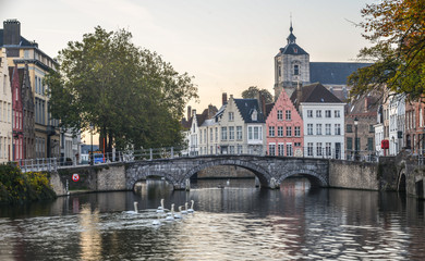 Naklejka premium Old buildings in Bruges, Belgium