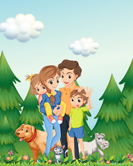 Obraz na płótnie Canvas Family in woods scene