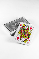 Playing Cards Queen card and back white background mockup