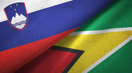 Slovenia and Guyana two flags textile cloth, fabric texture