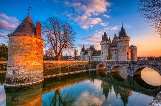 Famous medieval castle Sully sur Loire, Loire valley, France.