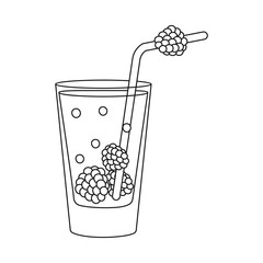 Vector design of glass and raspberry sign. Collection of glass and fruit stock vector illustration.