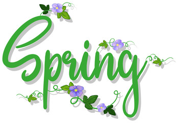green spring text with flowers
