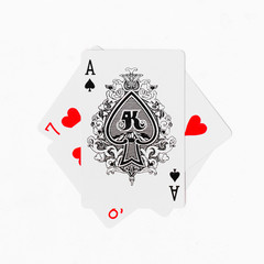 Playing cards, Ace suite with back on white background