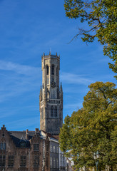 Fototapeta na wymiar Medieval bell tower (Belfry) in Bruges, Belgium