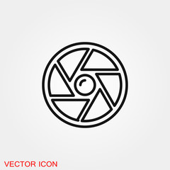 Camera objective icon vector sign symbol for design