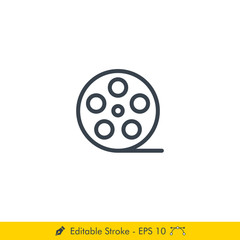 Film Roll Icon / Vector - In Line / Stroke Design